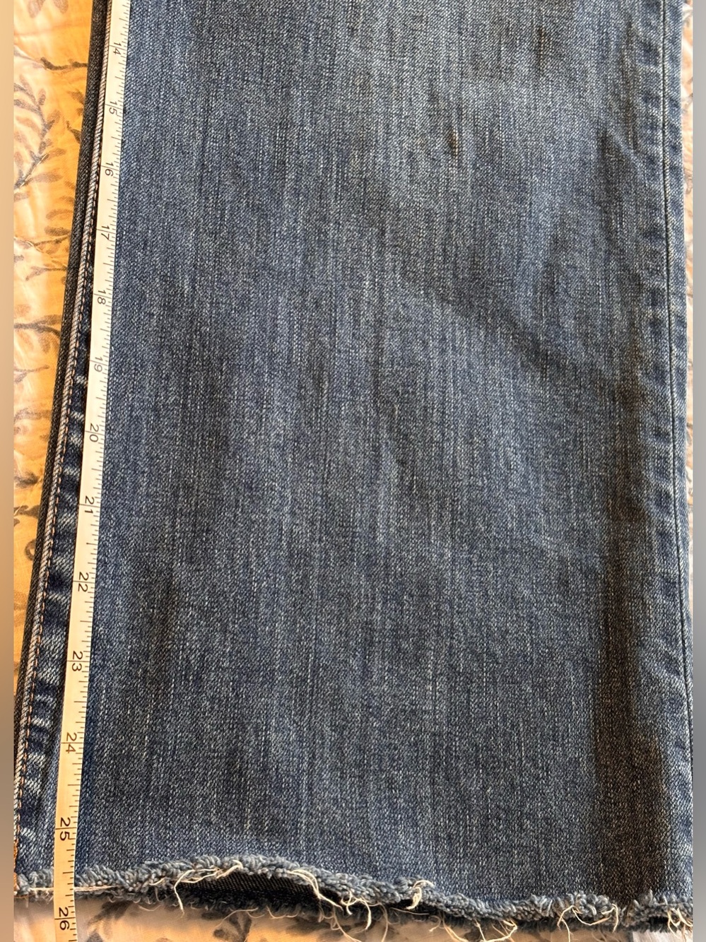 Madewell Slim Wide-Leg Crop Jeans Medium Blue Wash Frayed Hem Size 29 - Picture 12 of 13
